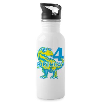 DINO 4 ANS DINOSAURE 4E ANNIVERSAIRE - Gourde avec paille intégrée - blanc - Droite