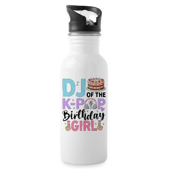 DJ de la fille d’anniversaire K-Pop - Gourde avec paille intégrée - blanc - Droite