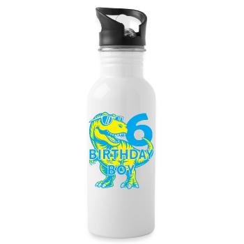 DINO 6 JAHRE DINOSAURIER 6. GEBURTSTAG - Trinkflasche mit integriertem Trinkhalm - Weiß - Rechts