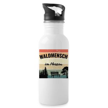Waldkind im Herzen – Mein Kraftort - Trinkflasche mit integriertem Trinkhalm - Weiß - Rechts