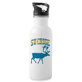Sweden Moose Retro-Logo - Trinkflasche mit integriertem Trinkhalm - Weiß - Rechts