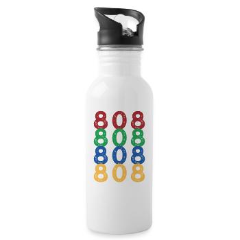 Happy 808 Day - Trinkflasche mit integriertem Trinkhalm - Weiß - Rechts