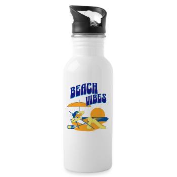 Beach Vibes Lounge Illustration - Gourde avec paille intégrée - blanc - Droite