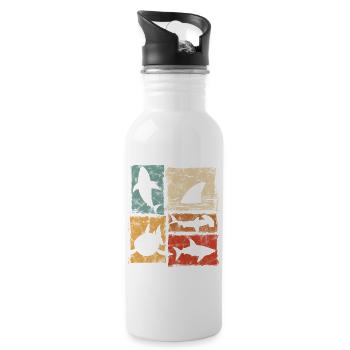 Retro Shark Perspectives Graphic - Water bottle with straw - white - Right