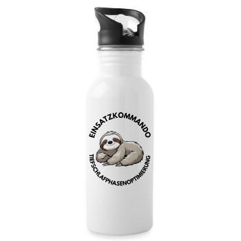 Einsatzkommando Tiefschlafphasenoptimierung Shirt  - Trinkflasche mit integriertem Trinkhalm - Weiß - Rechts