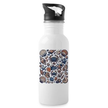 Beach Shells - Water bottle with straw - white - Right