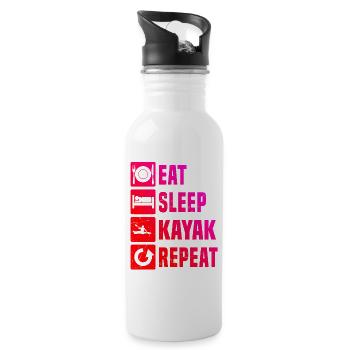 Gift idea for the kayak fan with whitewater kayak - Water bottle with straw - white - Right