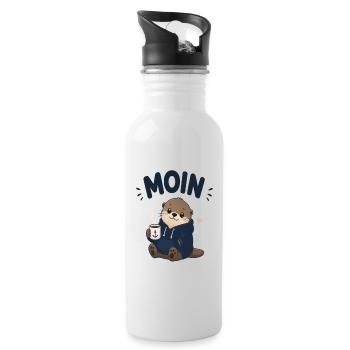 Moin Otter with Coffee Pullover Hoodie - Water bottle with straw - white - Right