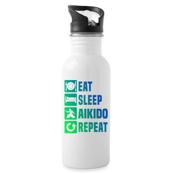 Japanese martial arts gift idea for Christmas - Water bottle with straw - white - Right