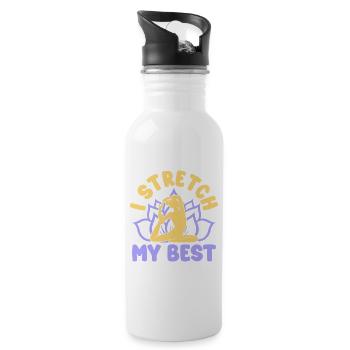 Yoga I Stretch My Best Funny Yoga - Water bottle with straw - white - Right