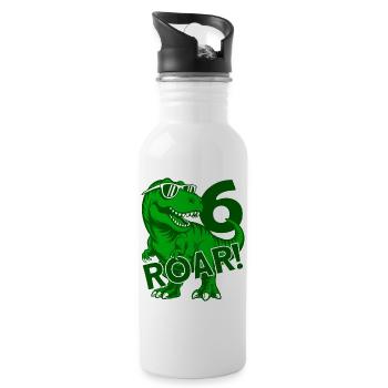 DINO 6 JAHRE DINOSAURIER 6. GEBURTSTAG - Trinkflasche mit integriertem Trinkhalm - Weiß - Rechts