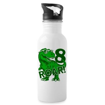DINO 8 JAHRE DINOSAURIER 8. GEBURTSTAG - Trinkflasche mit integriertem Trinkhalm - Weiß - Rechts
