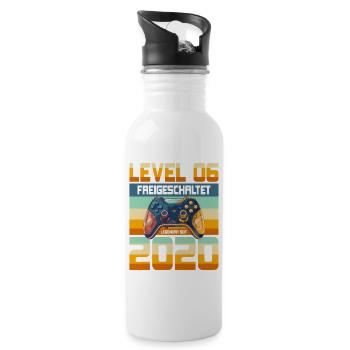 6. Geburtstag Junge Mädchen 2020 Gaming Gamer - Trinkflasche mit integriertem Trinkhalm - Weiß - Rechts