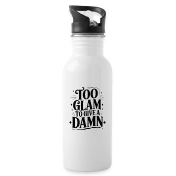 Too Glam To Give a Damn - Water bottle with straw - white - Right