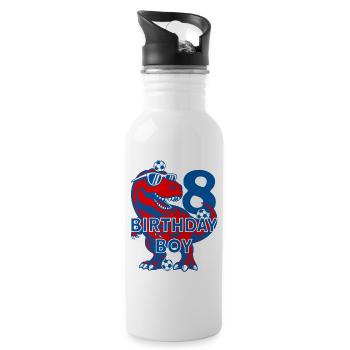 8 JAHRE BIRTHDAY BOY FUßBALL 8. GEBURTSTAG - Trinkflasche mit integriertem Trinkhalm - Weiß - Rechts