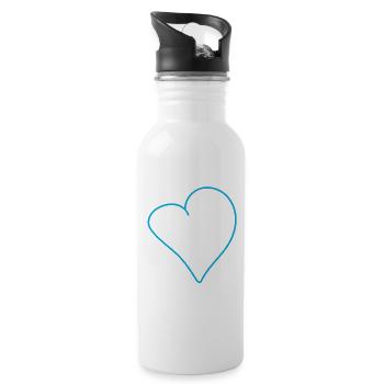 Electric Hand Heart Outline - Water bottle with straw - white - Right