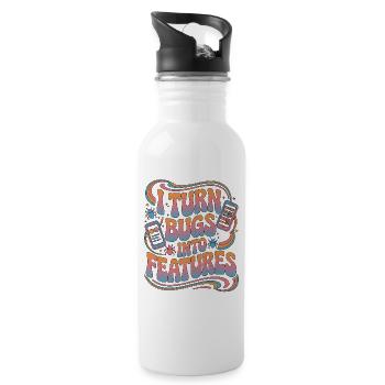 Mobile App Developer I Turn Bugs Into Programming - Water bottle with straw - white - Right