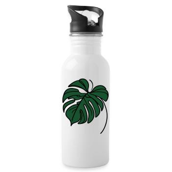 Monstera - Trinkflasche mit integriertem Trinkhalm - Weiß - Rechts