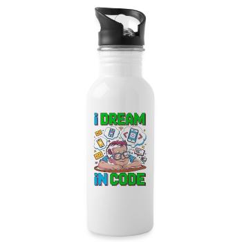 Mobile App Developer I Dream In Code Programming - Trinkflasche mit integriertem Trinkhalm - Weiß - Rechts