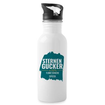 Sternengucker – Zu 100% funktioniere später - Trinkflasche mit integriertem Trinkhalm - Weiß - Rechts