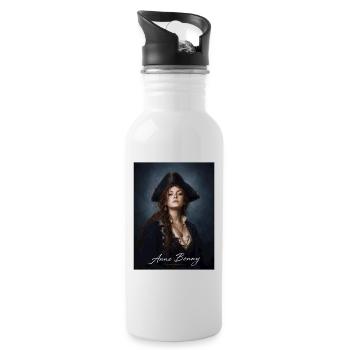Anne Bonny Pirate Portrait - Water bottle with straw - white - Right