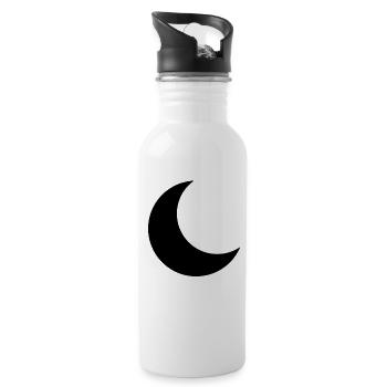 Halbmond schwarz - Trinkflasche mit integriertem Trinkhalm - Weiß - Rechts