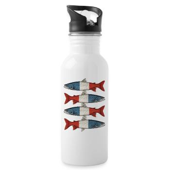 Frankreich Flagge Forellen Vintage-Fisch - Trinkflasche mit integriertem Trinkhalm - Weiß - Rechts