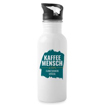 Kaffeemensch zu 100% Funktioniere später - Trinkflasche mit integriertem Trinkhalm - Weiß - Rechts