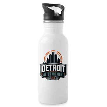 Detroit After Midnight Skyline 313 - Trinkflasche mit integriertem Trinkhalm - Weiß - Rechts