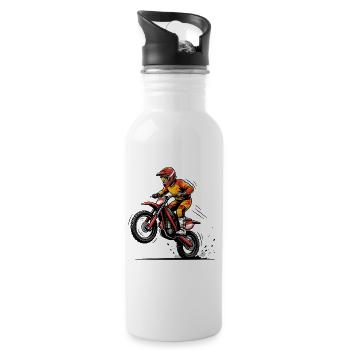 Motocross Pilote Jaune Rouge Action - Gourde avec paille intégrée - blanc - Droite