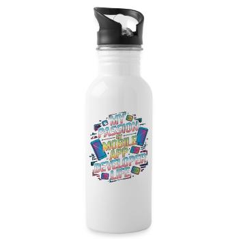 Mobile App Developer My Passion My Mobile Coding - Trinkflasche mit integriertem Trinkhalm - Weiß - Rechts
