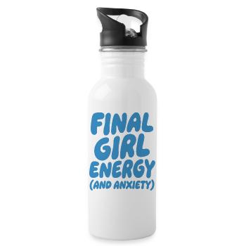 Final Girl Energy Funny Horror Quote - Water bottle with straw - white - Right