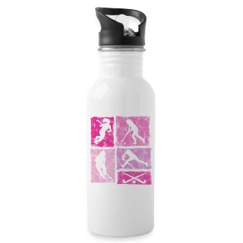 Hockey Field Hockey Indoor Hockey Girls Retro - Water bottle with straw - white - Right