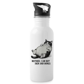 Moppelkatze Fette Katze - Trinkflasche mit integriertem Trinkhalm - Weiß - Rechts