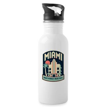 Pastell-Miami Art Deco Neon-Palmen - Trinkflasche mit integriertem Trinkhalm - Weiß - Rechts