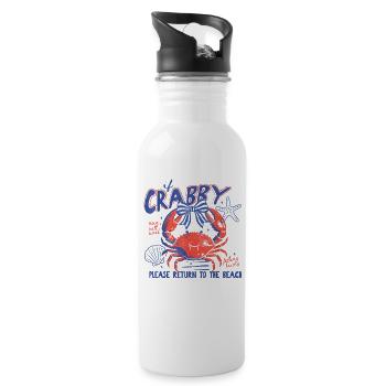 Crabby Beach Return Tee - Water bottle with straw - white - Right