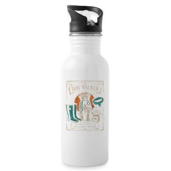 Lustige Hundesitter-Retro-Tierpflegekunst - Trinkflasche mit integriertem Trinkhalm - Weiß - Rechts