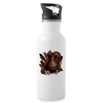 Pottery Tribal Vessel - Water bottle with straw - white - Right