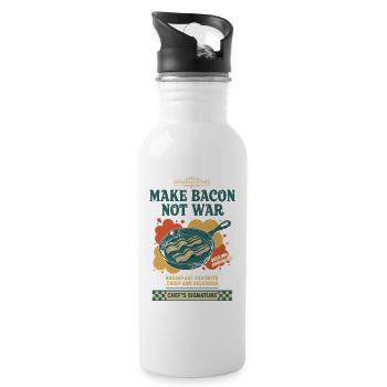 Breakfast Bacon Lovers Funny Brunch Coffee Food - Water bottle with straw - white - Right