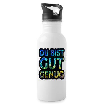 Du bist gut genug Motivation - Trinkflasche mit integriertem Trinkhalm - Weiß - Rechts