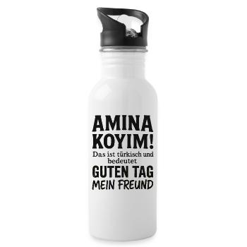 Lustige türkische Sprüche Türkei Türkiye türkisch - Trinkflasche mit integriertem Trinkhalm - Weiß - Rechts