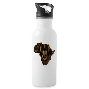 Africa's Tribalmandril Portrait - Water bottle with straw - white - Right