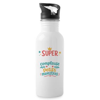 Super Nounou, conteuse de monstres - Gourde avec paille intégrée - blanc - Droite
