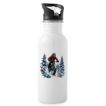 MTB Winter Schnee Trail Fatbike Biker Tanne Kälte - Trinkflasche mit integriertem Trinkhalm - Weiß - Rechts
