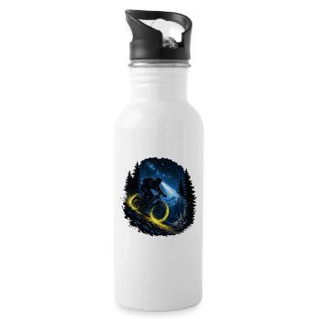 MTB Night Stars Light Biker Trail Night Ride Forest - Water bottle with straw - white - Right
