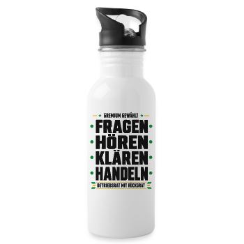 Betriebsrat mit Rückgrat Gremium Statement - Trinkflasche mit integriertem Trinkhalm - Weiß - Rechts