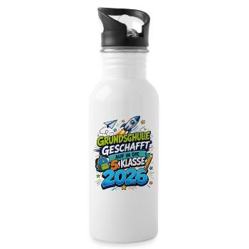 Grundschule Geschafft 2026 Auf In Die 5 Klasse - Trinkflasche mit integriertem Trinkhalm - Weiß - Rechts