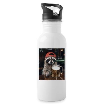 Waschbär, Bier, Meme, Lustiges Foto - Trinkflasche mit integriertem Trinkhalm - Weiß - Rechts
