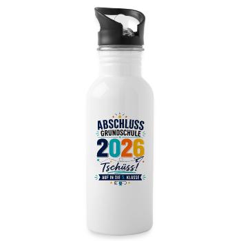 Abschluss Grundschule 2026 Auf In Die 5. Klasse - Trinkflasche mit integriertem Trinkhalm - Weiß - Rechts
