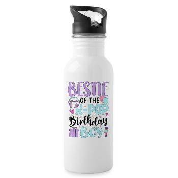 Bestie of The K-Pop Birthday Boy - Water bottle with straw - white - Right